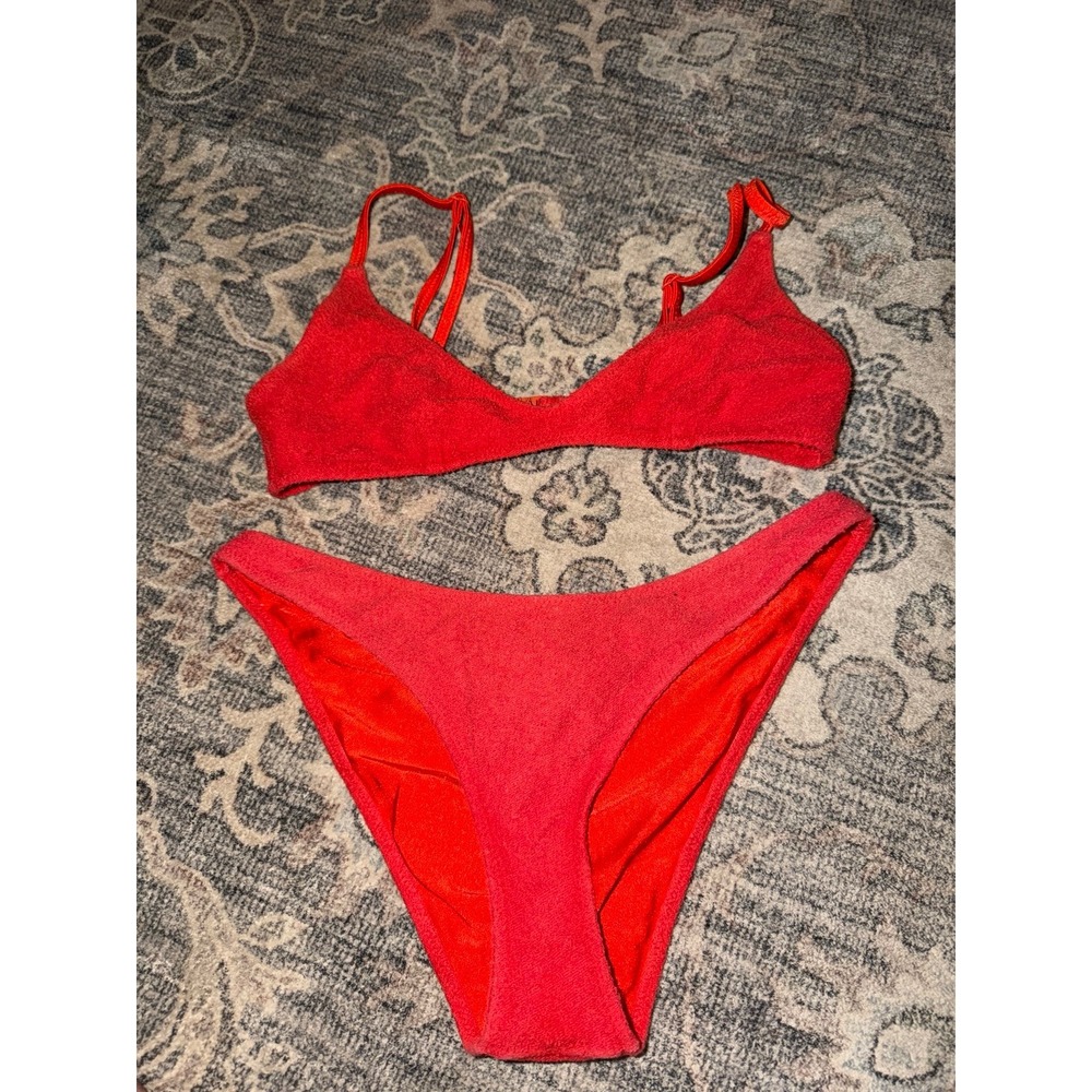 Triangl Bikini Set Swimsuit Terry Red